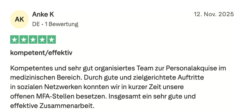 Trustpilot-Bewertung einer MFA